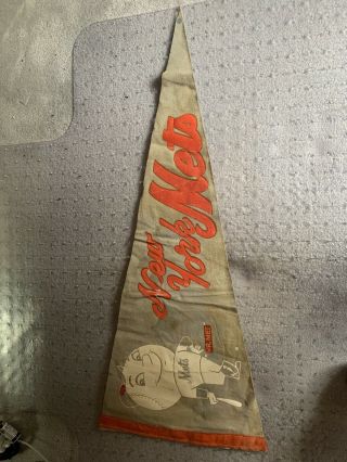 Vintage York Mets Pennant Full Size Mr Met Mlb Baseball 30 "