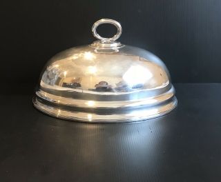 Large Elegant Antique English Silver Plate Food Dome Meat Poultry Cover Cloche