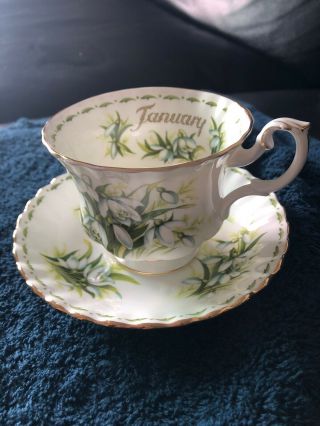 Vintage Royal Albert Teacup Saucer Flower Of The Month Series January EUC 2