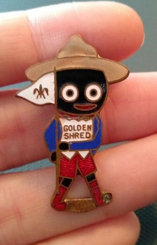 Vintage Golden Shred Military Boy Scout Enamel Pin Advertising