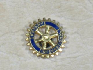 Vintage Rotary International Blue Enamel & Gold Tone Wheel Screw - On Lapel Pin
