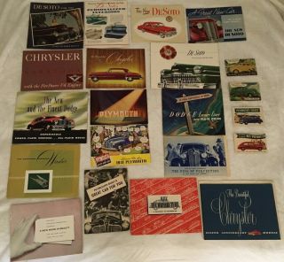 17 1930s/40s/50s Mopar Dealer Sales Brochures - Chrysler Desoto Dodge Plymouth