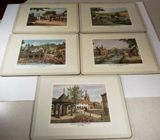 Set Of 5 Pimpernel Made In England English Villages Table Place Mats Cork Back