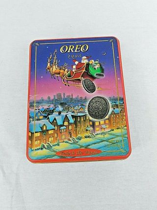 Vtg Vintage Collectible Christmas 1995 Oreo Cookie Tin Empty Unlock The Magic