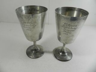 Fisher Sterling Silver Chalice Goblet Set Of 2 Trophy Trophies Cup Tega 1968