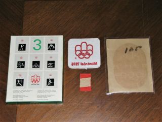 Vintage 1976 Olympic Montreal Canada Memorabilia Fabric Vinyl Patches Note Cards