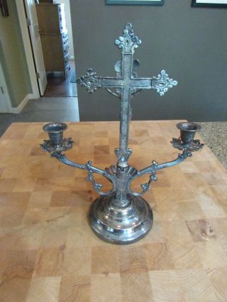 ⭐ Rare antique religious cross,  crucifix,  holy water font silver plated ⭐ 3