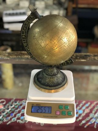 Unique Rare Heavy Handcrafted Antique Islamic Heavy Copper World Globe Art Deco