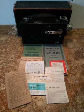 Vintage Kodak Cine Model K 16mm Movie Camera With Books & Instructions -