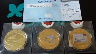 3x Concorde Coins First Final Flight Filton Last Commercial Flight Ny To Paris