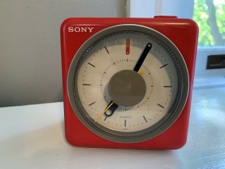Vintage Red Sony Clock/ Radio - Icf - A10w - " Here Comes The Sun " Alarm