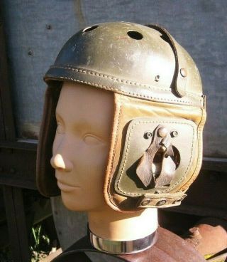 Antique Old Vintage Leather Football Helmet Made In Usa By A.  G.  Spalding & Bros