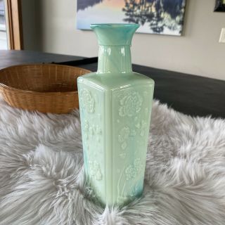 Jim Beam Vintage Jade Green and Blue Teal Milk Glass Decanter Empty Jadeite 3