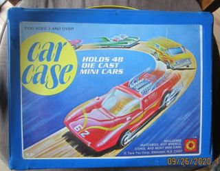 Vintage Tara Toy Corp Die Cast 48 Car Blue Vinyl Case W/trays & 44 Vintage Cars.