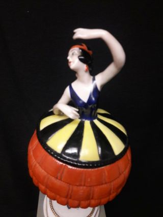 Antique German Art Deco Porcelain Figural Powder Box