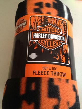 Harley Davidson Road Warrior Fleece Blanket Throw Open Item
