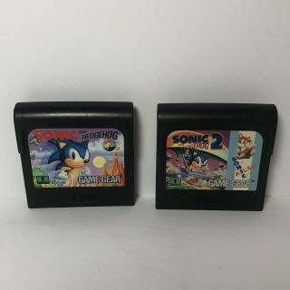 Vintage Sega Game Gear Sonic The Hedgehog & Sonic The Hedgehog 2 Video Games