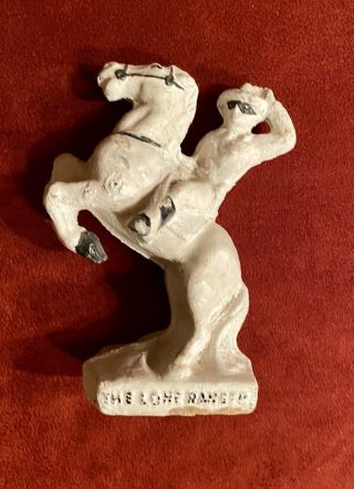Vtg 1938 The Lone Ranger Chalkware Figurine On Horse (trigger) Carnival Prize