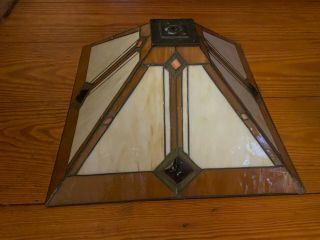 Vintage Tiffany Style Stained Glass Square Pendant Lamp Shade 17” Long X 10”tall