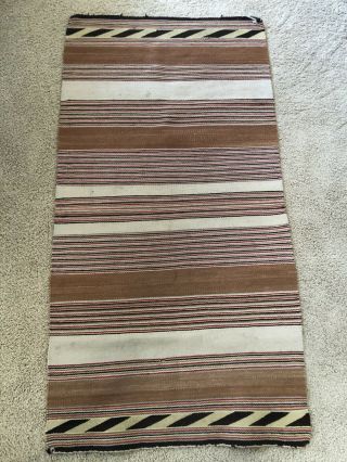 Antique Native American Indian Navajo Rug Saddle Blanket 60 X 31.  5 Many Stripes