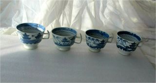 1780 Antique Chinese Canton Blue & White Porcelain Tea Cup Cups Qianlong Export