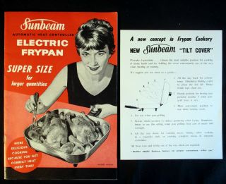 Vintage 1961 How To Use Sunbeam Size Automatic Frypan & Tilt Cover Leaflet