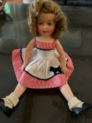 Vintage Shirley Temple 12 " Ideal Doll Scottie Dog Dress,  Sleep Eyes,  Box
