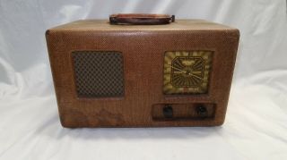 Vintage Pilot - H11 Portable Cloth Covered Wood Battery Tube Radio