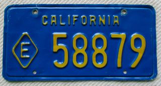 1970 California (blue Base) State Exempt " Diamond E " License Plate