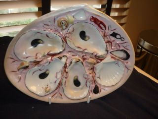 Antique Union Porcelain (upw) Four Well Small Clam Oyster Plate