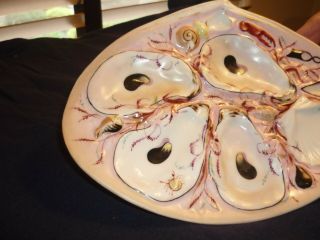 ANTIQUE UNION PORCELAIN (UPW) FOUR WELL SMALL CLAM OYSTER PLATE 2