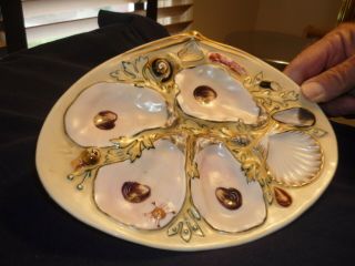 1881 UNION PORCELAIN (UPW) FOUR WELL SMALL CLAM POYSTER PLATE 2