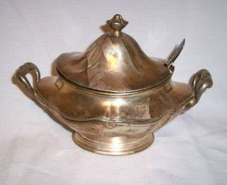 Antique Silver Soldered Chase Park Plaza St Louis Mo Soup Vegetable Bowl Tureen