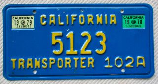 California (blue Base) Transporter License Plate With 1978 And 