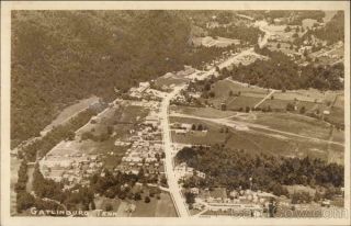 Rppc Aerial View Of Gatlinburg,  Tn Sevier County Tennessee W.  M.  Cline Co.  Vintage