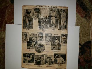 All Time As Team 1939 Huge Colorfoto Babe Ruth Ty Cobb Rube Waddell Joe Dimaggio