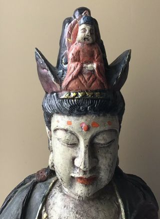 Large Old Vintage/ Antique Seated Hand Painted Chalkware Buddha,  24 1/2” 2