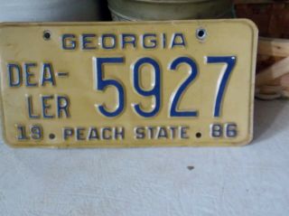1986 State Of Georgia Dealer License Plate Peach State Tag