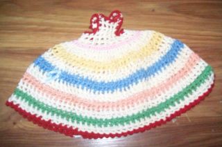 Vintage Hand Crochet Toilet Paper Roll Cover Fashion Doll Dress