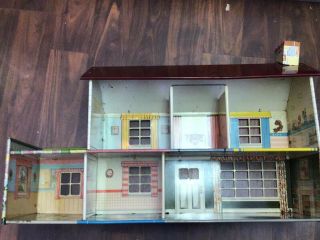 Vintage 1950’s Marx Tin Lithodollhouse Colonial 2 Story 5 Rooms