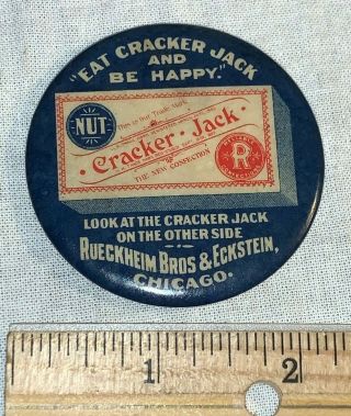 Antique Cracker Jack Prize Celluloid Pocket Mirror Candy Nut Premium Sign Old