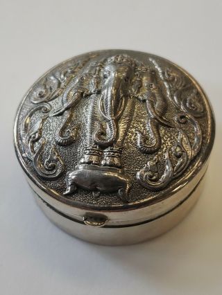 Vintage Siam Sterling Silver Pill Round Box