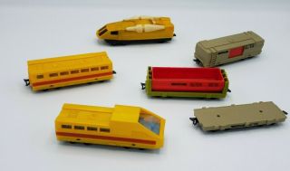 6x Vintage 1970 Speed Chief Mattel Hotline Railroad Train Cars Usa