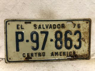 Vintage 1970 El Salvador License Plate