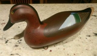 Vintage Hand Painted Wood Duck Decoy With Weight