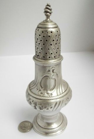 Large English Antique 18th Cent Georgian 1774 Solid Silver Pepper Caster
