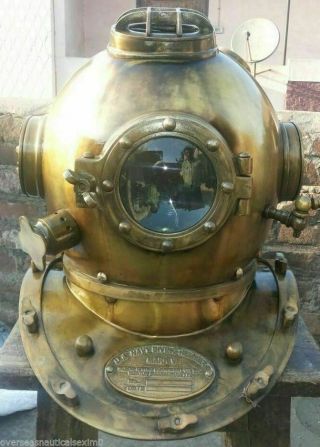 Antique Scuba Boston Divers Diving Helmet Us Navy Mark Deep Sea Marine Diver Sca