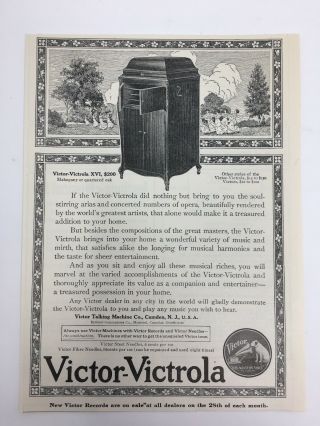 Vintage 1913 Victor Victrola Xvi Print Ad Advertising Ephemera Talking Machine