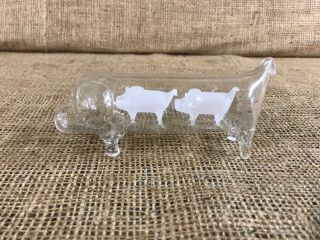 Vintage Clear Art Glass Hand Blown 5.  5” Pig With 2 Frosted Piglets Inside Pig.