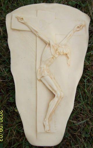 Vintage Soapstone Crucifix Christian Jesus On Cross Made In Italy Very Unusual